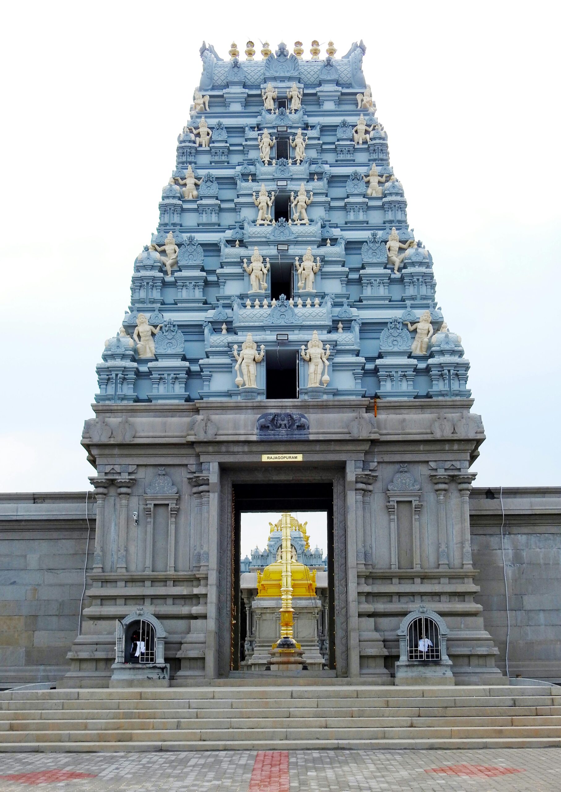 Close-up of a ttd beautifully intricate Hindu temple entrance showcasing traditional design.